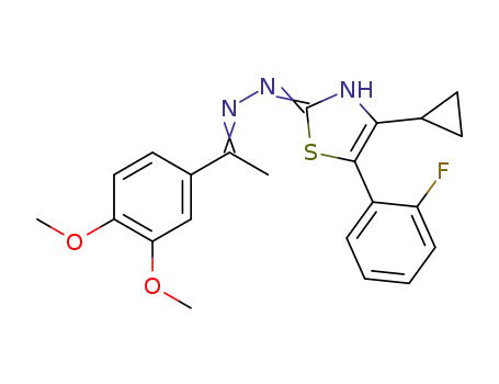 4-cyclopropyl-2-((1-(3,4-dimethoxyphenyl)ethylidene)hydrazono)-5-(2-fluorophenyl)-2,3-dihydrothiazole