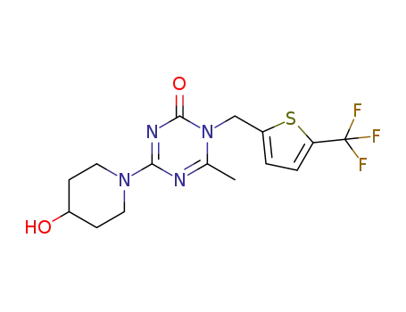 4-(4-hydroxypiperidin-1-yl)-6-methyl-1-{[5-(trifluoromethyl)thiophen-2-yl]methyl}-1,3,5-triazin-2(1H)-one