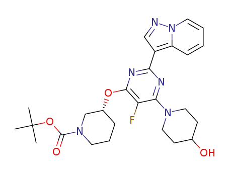 tert-butyl (3R)-3-{[5-fluoro-6-(4-hydroxypiperidin-1-yl)-2-pyrazolo[1,5-a]pyridin-3-ylpyrimidin-4-yl]oxy}piperidine-1-carboxylate