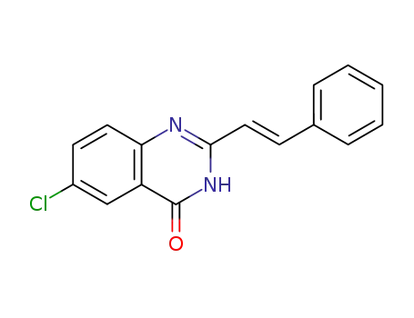 Molecular Structure of 127033-28-7 (4(1H)-Quinazolinone, 6-chloro-2-[(1E)-2-phenylethenyl]-)
