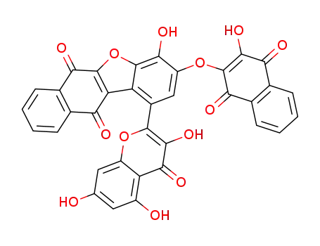 4-hydroxy-3-((3-hydroxy-1,4-dioxo-1,4-dihydronaphthalen-2-yl)oxy)-1-(3,5,7-trihydroxy-4-oxo-4H-chromen-2-yl)naphtho[2,3-b]benzofuran-6,11-dione