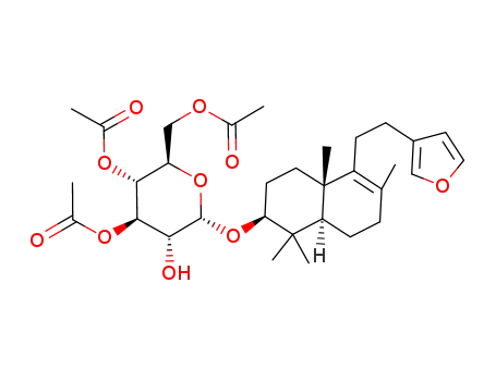 Acetic acid (2R,3R,4R,5R,6S)-3-acetoxy-2-acetoxymethyl-6-[(2S,4aS,8aR)-5-(2-furan-3-yl-ethyl)-1,1,4a,6-tetramethyl-1,2,3,4,4a,7,8,8a-octahydro-naphthalen-2-yloxy]-5-hydroxy-tetrahydro-pyran-4-yl ester