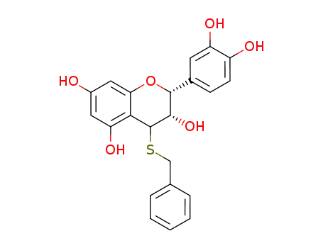 Molecular Structure of 213007-61-5 (2H-1-Benzopyran-3,5,7-triol,
2-(3,4-dihydroxyphenyl)-3,4-dihydro-4-[(phenylmethyl)thio]-, (2R,3S)-)