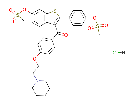 Methanone,
[6-[(methylsulfonyl)oxy]-2-[4-[(methylsulfonyl)oxy]phenyl]benzo[b]thien-3-
yl][4-[2-(1-piperidinyl)ethoxy]phenyl]-, hydrochloride