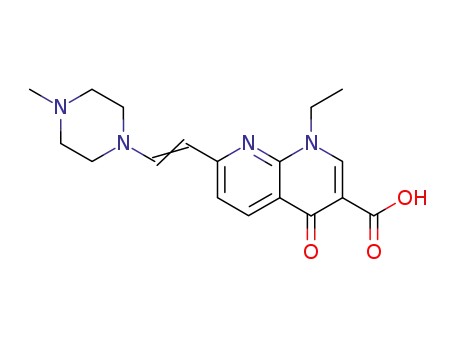 Molecular Structure of 99726-93-9 (1,8-Naphthyridine-3-carboxylic acid,
1-ethyl-1,4-dihydro-7-[2-(4-methyl-1-piperazinyl)ethenyl]-4-oxo-)