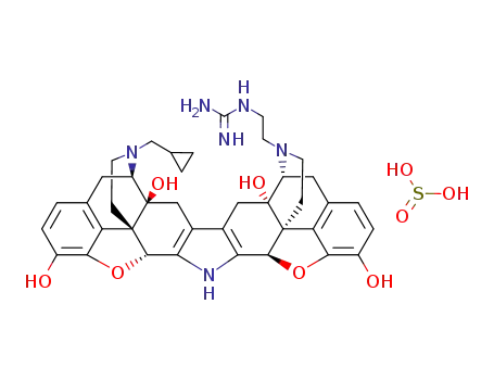 17-(cyclopropylmethyl)-17'-(2-guanidinoethyl)-6,6',7,7'-tetradehydro-4,5α:4',5α'-diepoxy-6,6'-imino-7,7'-bimorphinan-3,3',14,14'-tetrol sulfinate
