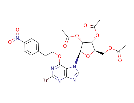 Acetic acid (2R,3R,4R,5R)-4-acetoxy-5-acetoxymethyl-2-{2-bromo-6-[2-(4-nitro-phenyl)-ethoxy]-purin-7-yl}-tetrahydro-furan-3-yl ester