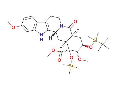 (1S,2S,3R,4aS,13bR,14aS)-3-(tert-Butyl-dimethyl-silanyloxy)-2,11-dimethoxy-5-oxo-1-trimethylsilanyloxy-1,2,3,4,4a,5,7,8,13,13b,14,14a-dodecahydro-indolo[2',3':3,4]pyrido[1,2-b]isoquinoline-1-carboxylic acid methyl ester