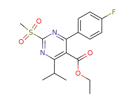 Molecular Structure of 147118-28-3 (Ethyl 4-(4-Fluorophenyl)-6-isopropyl-2-(methylsulfonyl)pyrimidine-5-carboxylate)