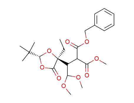 2-[1-((2R,4S)-2-tert-Butyl-4-ethyl-5-oxo-[1,3]dioxolan-4-yl)-2,2-dimethoxy-ethyl]-malonic acid benzyl ester methyl ester