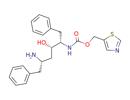 Molecular Structure of 144164-11-4 ((2S,3S,5S)-5-Amino-2-(N-((5-thiazolyl)-methoxycarbonyl)amino)-1,6-diphenyl-3-hydroxyhexane)