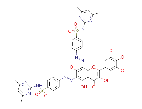 6,8-bis[p-(4,6-dimethylpyrimidinylsulfamoyl)benzeneazo]-3,3',4',5,5',7-hexahydroxyflavone
