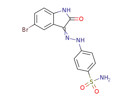 4-[2-(5-bromo-2-oxo-1,2-dihydro-3H-indol-3-ylidene)hydrazino]benzenesulfonamide