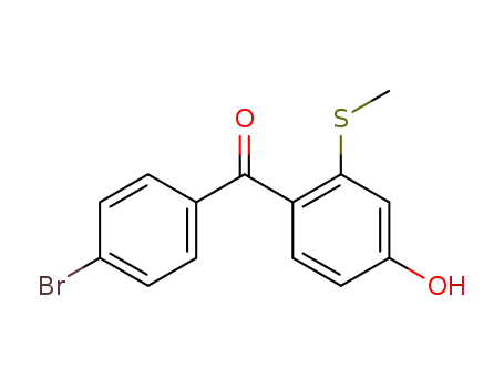 Molecular Structure of 192437-40-4 (Methanone, (4-bromophenyl)[4-hydroxy-2-(methylthio)phenyl]-)
