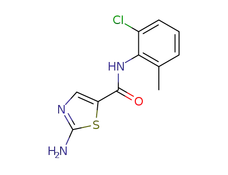Molecular Structure of 302964-24-5 (2-Amino-N-(2-chloro-6-methylphenyl)thiazole-5-carboxamide)