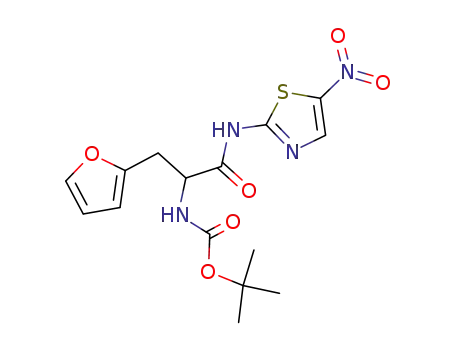Molecular Structure of 870246-10-9 (Carbamic acid,
[1-(2-furanylmethyl)-2-[(5-nitro-2-thiazolyl)amino]-2-oxoethyl]-,
1,1-dimethylethyl ester)