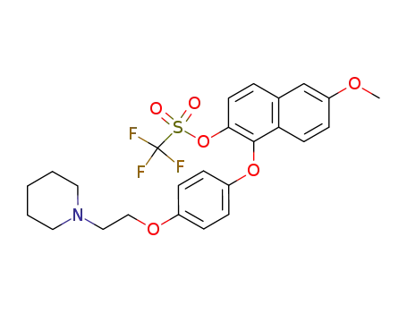 Molecular Structure of 648904-46-5 (Methanesulfonic acid, trifluoro-,
6-methoxy-1-[4-[2-(1-piperidinyl)ethoxy]phenoxy]-2-naphthalenyl ester)