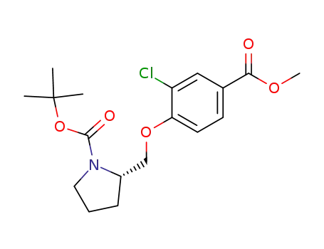Molecular Structure of 922529-63-3 (1-Pyrrolidinecarboxylic acid,
2-[[2-chloro-4-(methoxycarbonyl)phenoxy]methyl]-, 1,1-dimethylethyl
ester, (2S)-)