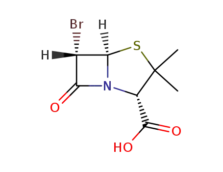 Molecular Structure of 24138-28-1 ([2S-(2alpha,5alpha,6alpha)]-6-bromo-3,3-dimethyl-7-oxo-4-thia-1-azabicyclo[3.2.0]heptane-2-carboxylic acid)