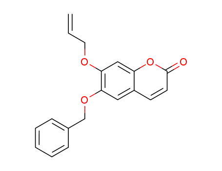 Molecular Structure of 66300-99-0 (2H-1-Benzopyran-2-one, 6-(phenylmethoxy)-7-(2-propenyloxy)-)