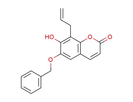 Molecular Structure of 66301-00-6 (2H-1-Benzopyran-2-one, 7-hydroxy-6-(phenylmethoxy)-8-(2-propenyl)-)