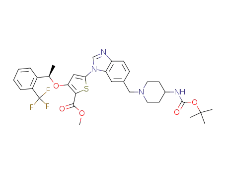 methyl 5-(6-{[4-({[(1,1-dimethylethyl)oxy]carbonyl}amino)-1-piperidinyl]methyl}-1H-benzimidazol-1-yl)-3-({(1R)-1-[2-(trifluoromethyl)phenyl]ethyl}oxy)-2-thiophenecarboxylate