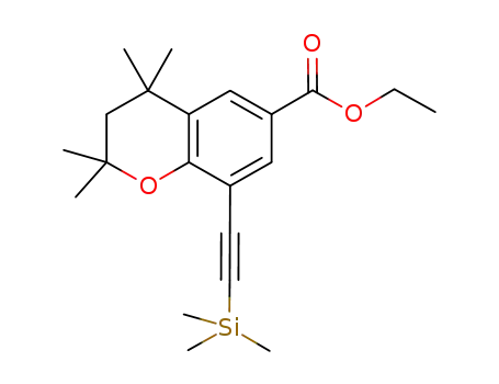 Molecular Structure of 607714-00-1 (2H-1-Benzopyran-6-carboxylic acid,
3,4-dihydro-2,2,4,4-tetramethyl-8-[(trimethylsilyl)ethynyl]-, ethyl ester)