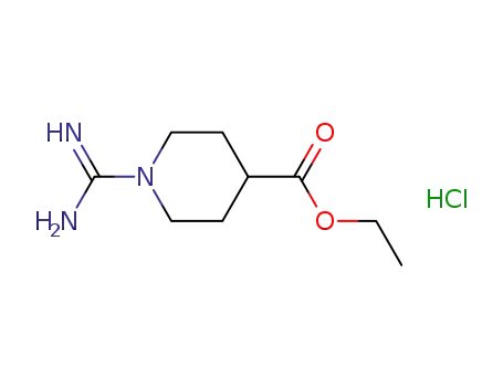 Molecular Structure of 887624-48-8 (4-Piperidinecarboxylic acid, 1-(aminoiminomethyl)-, ethyl ester,
monohydrochloride)