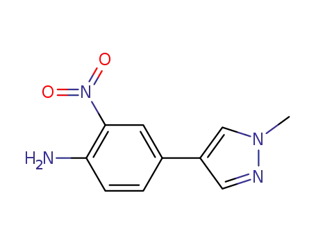 Molecular Structure of 959909-79-6 (4-(1-methyl-1H-pyrazol-4-yl)-2-nitrobenzenamine)