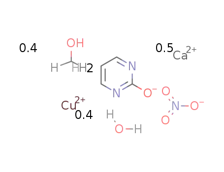 [Cu(pyrimidine-2-olate-N1,N3)2]*0.5Ca(nitrate)2*0.4methanol*0.4water