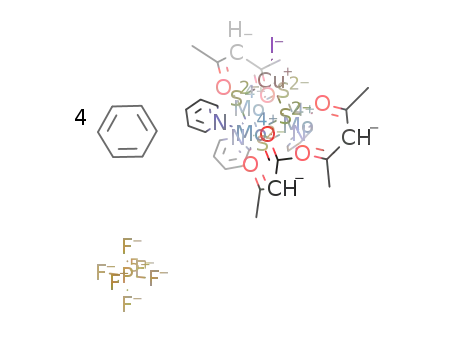 triacetylacetonatotripyridinetetrasulfidomonoiodidocoppertrimolybdenum hexafluorophosphate - benzene (1/4)