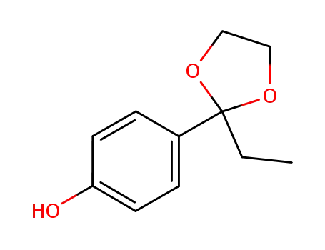 Molecular Structure of 89723-36-4 (Phenol, 4-(2-ethyl-1,3-dioxolan-2-yl)-)