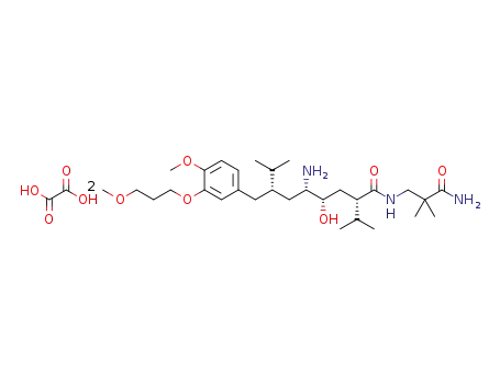 (2S),(4S),(5S),(7S)-N-(3-amino-2,2-dimethyl-3-oxopropyl)-2,7-di(1-methylethyl)-4-hydroxy-5-amino-8-[4-methoxy-3-(3-methoxy-propoxy)phenyl]-octanamide hemioxalate