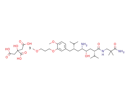 (2S),(4S),(5S),(7S)-N-(3-amino-2,2-dimethyl-3-oxopropyl)-2,7-di(1-methylethyl)-4-hydroxy-5-amino-8-[4-methoxy-3-(3-methoxy-propoxy)phenyl]-octanamide citrate