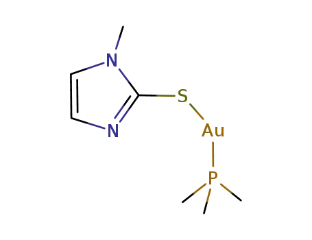 (C3H3N2(CH3)S)(trimethylphosphine gold(I))