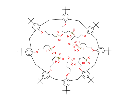5,11,17,23,29,35,41,47-octa-tert-butyl-49,50,51,52,53,54,55,56-octakis-(4-butylsulphonic acid)calix[8]arene