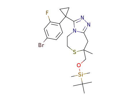 3-[1-(4-bromo-2-fluorophenyl)cyclopropyl]-8-({[tert-butyl(dimethyl)silyl]oxy}methyl)-8-methyl-5,6,8,9-tetrahydro[1,2,4]triazolo[4,3-d][1,4]thiazepine