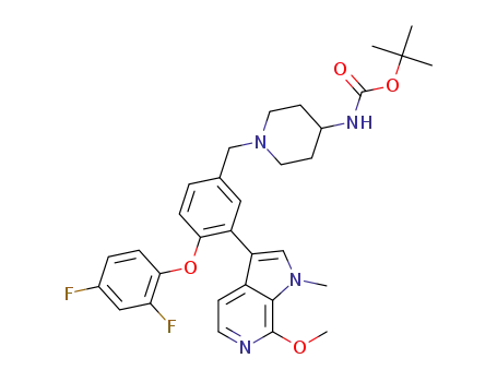 tert-butyl 1-(4-(2,4-difluorophenoxy)-3-(7-methoxy-1-methyl-1H-pyrrolo[2,3-c]pyridin-3-yl)benzyl)piperidin-4-ylcarbamate