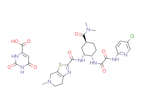 N1-(5-chloropyridin-2-yl)-N2-((1S,2R,4S)-4-[(dimethylamino)carbonyl]-2-{[(5-methyl-4,5,6,7-tetrahydrothiazolo[5,4-c]pyridin-2-yl)carbonyl]amino}cyclohexyl)ethanediamide orotinate