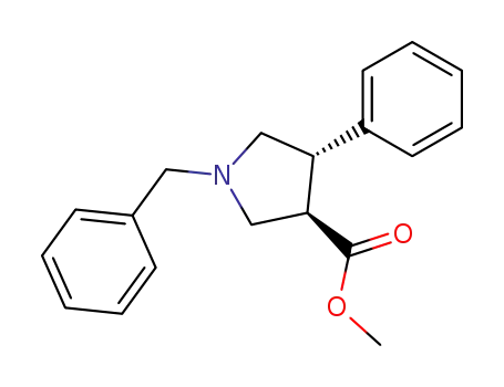 Molecular Structure of 87813-03-4 (3-Pyrrolidinecarboxylic acid, 4-phenyl-1-(phenylmethyl)-, methyl ester,
(3R,4S)-rel-)