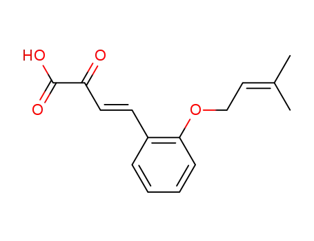 Molecular Structure of 112881-83-1 (3-Butenoic acid, 4-[2-[(3-methyl-2-butenyl)oxy]phenyl]-2-oxo-, (E)-)