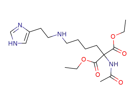 Molecular Structure of 88238-59-9 (Propanedioic acid,
(acetylamino)[4-[[2-(1H-imidazol-4-yl)ethyl]amino]butyl]-, diethyl ester)
