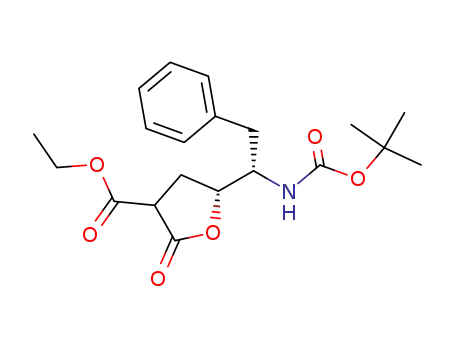 3-carbethoxy-5(R)-<1'-(S)-<(tert-butyloxycarbonyl)amino>-2-phenylethyl>dihydrofuran-2(3H)-one
