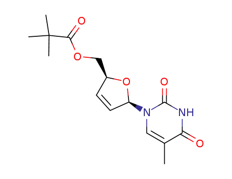 Molecular Structure of 126209-27-6 ([(2S,5R)-5-(5-methyl-2,4-dioxo-3,4-dihydropyrimidin-1(2H)-yl)-2,5-dihydrofuran-2-yl]methyl 2,2-dimethylpropanoate)