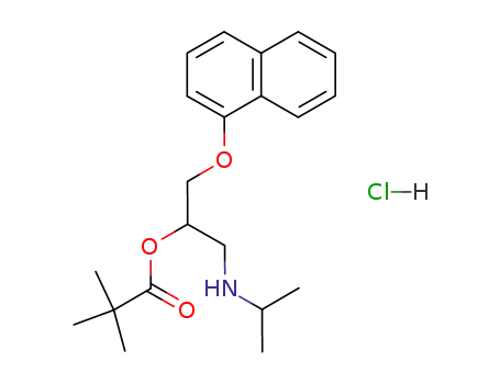 Molecular Structure of 94769-42-3 (Propanoic acid, 2,2-dimethyl-,
1-[[(1-methylethyl)amino]methyl]-2-(1-naphthalenyloxy)ethyl ester,
hydrochloride)