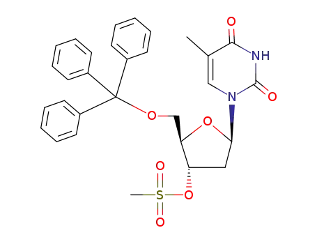 5-methyl-1-[4-methylsulfonyloxy-5-(trityloxymethyl)oxolan-2-yl]pyrimidine-2,4-dione cas  42214-24-4