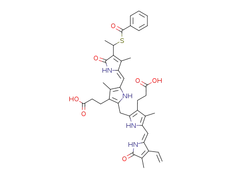3-(5-[4-(1-Benzoylsulfanyl-ethyl)-3-methyl-5-oxo-1,5-dihydro-pyrrol-(2Z)-ylidenemethyl]-2-{3-(2-carboxy-ethyl)-4-methyl-5-[4-methyl-5-oxo-3-vinyl-1,5-dihydro-pyrrol-(2Z)-ylidenemethyl]-1H-pyrrol-2-ylmethyl}-4-methyl-1H-pyrrol-3-yl)-propionic acid