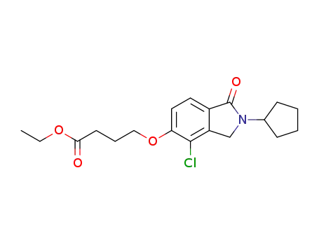 Molecular Structure of 153144-12-8 (Butanoic acid, 4-[(4-chloro-2-cyclopentyl-2,3-dihydro-1-oxo-1H-isoindol-5-yl)oxy]-, ethyl ester)