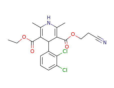 Molecular Structure of 175688-78-5 (1,4- DIHYDRO-2,6-DIMETHYL-3-(2-CYANOETHOXYCARBONYL)-5-ETHOXYCARBONYL-4-(2,3-DICHLOROPHENYL)PYRIDINE)