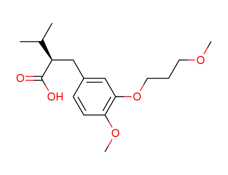 Molecular Structure of 172900-71-9 (Benzenepropanoic acid, 4-methoxy-3-(3-methoxypropoxy)-a-(1-methylethyl)-, (aR)-)